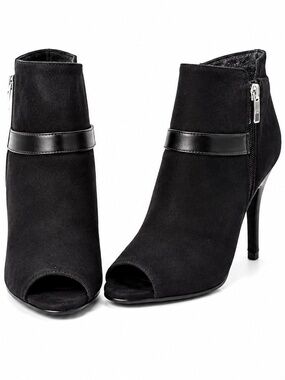 Black Peep-Toe Ankle Booties – Elegant High Heel Booties